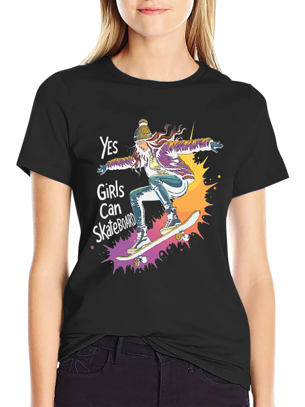 Yes, Girls Can Skateboard – Skating Girl Unisex Casual T-Shirt – Clean Design For Daily Comfort
