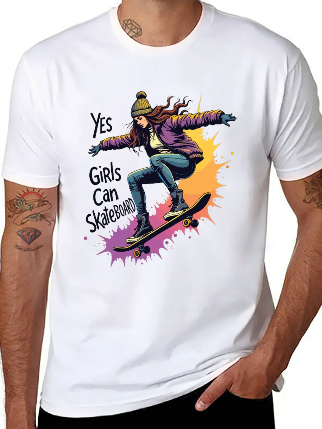 Yes, Girls Can Skateboard – Skating Girl Unisex Casual T-Shirt – Clean Design For Daily Comfort