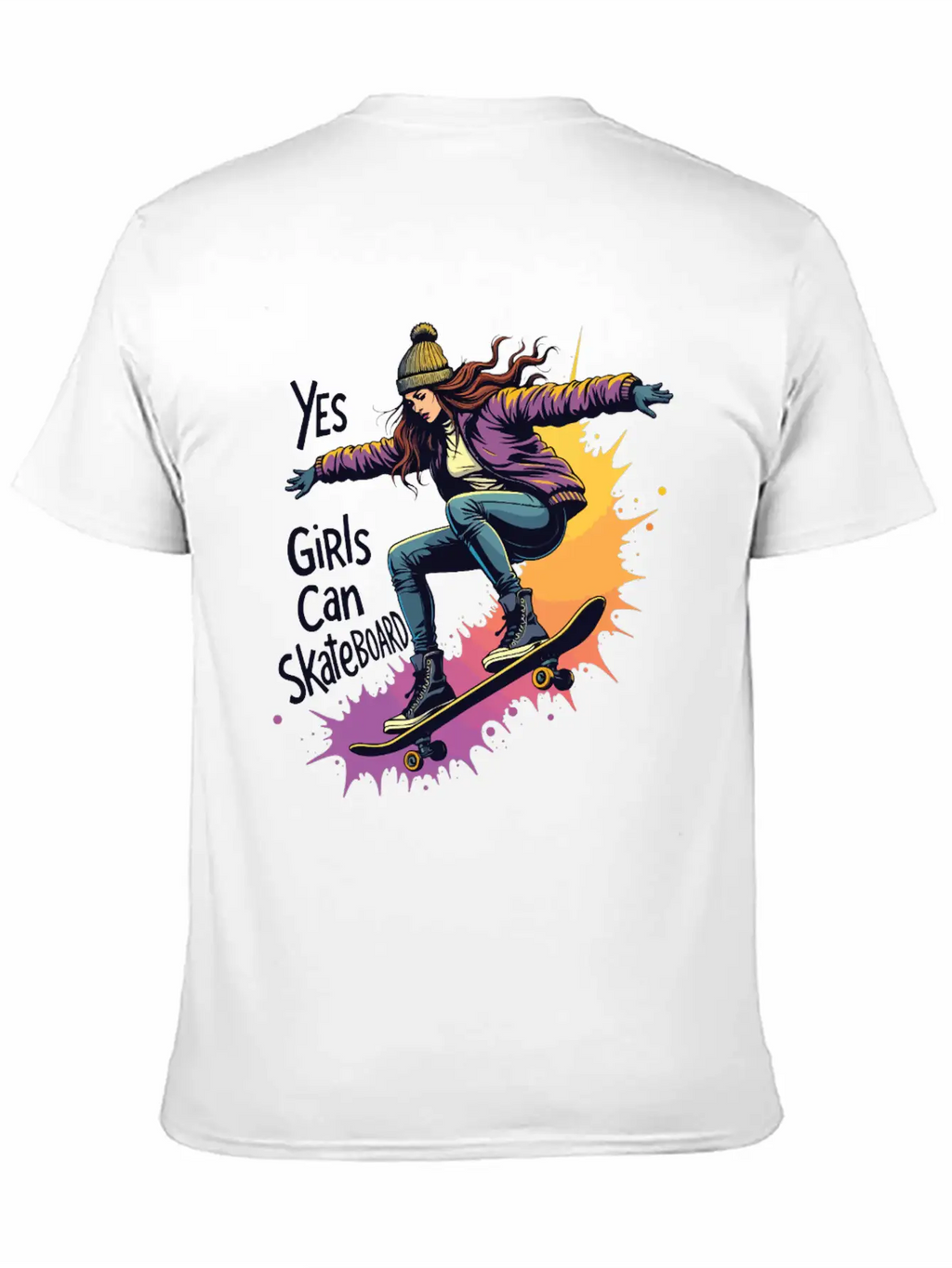 Yes, Girls Can Skateboard – Skating Girl Unisex Casual T-Shirt – Clean Design For Daily Comfort