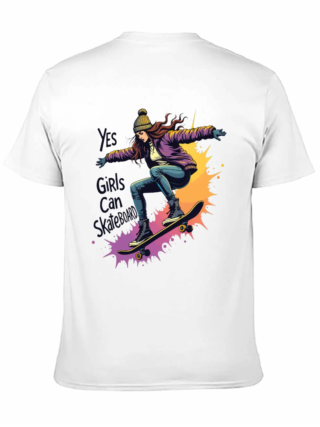 Yes, Girls Can Skateboard – Skating Girl Unisex Casual T-Shirt – Clean Design For Daily Comfort