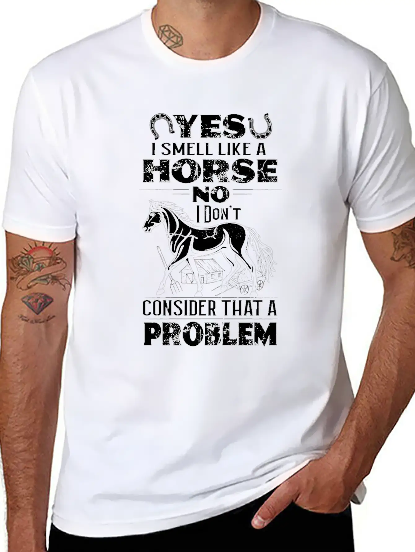 Yes I Smell Like Horse No Problem Horses Breathable Soft Cotton T-Shirt – Timeless Casual Look