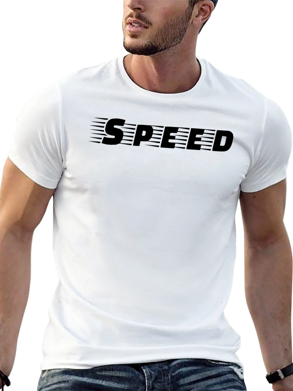 Mens Black SPEED Graphic Tee - Soft & Stylish