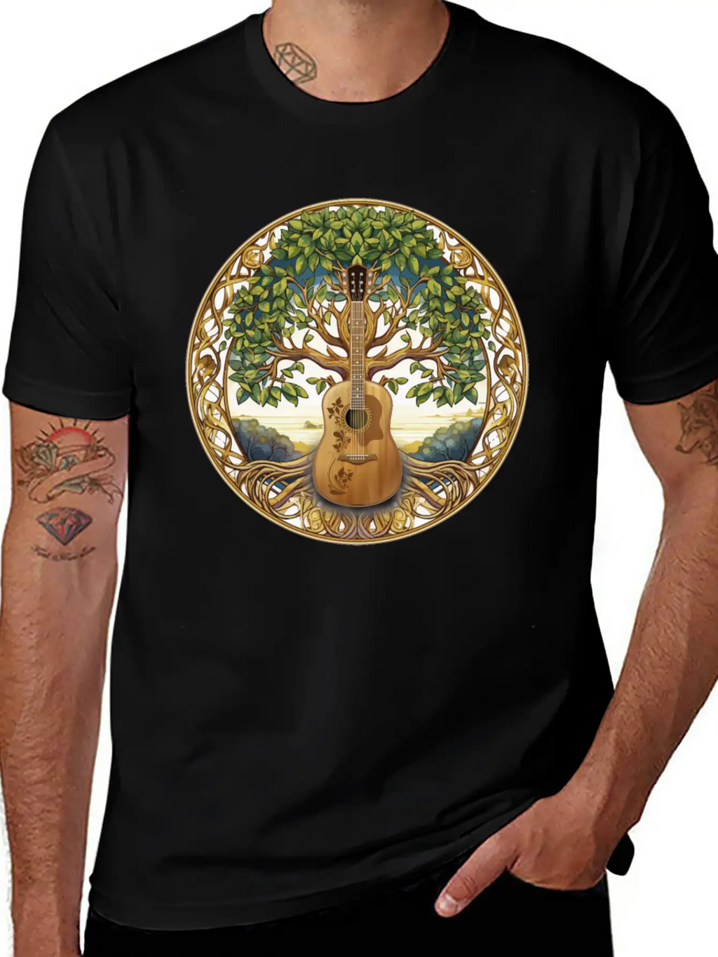 Yggdrasil Nature Musician Tree Of Life Relaxed Everyday Tee – Lightweight And Durable Cotton