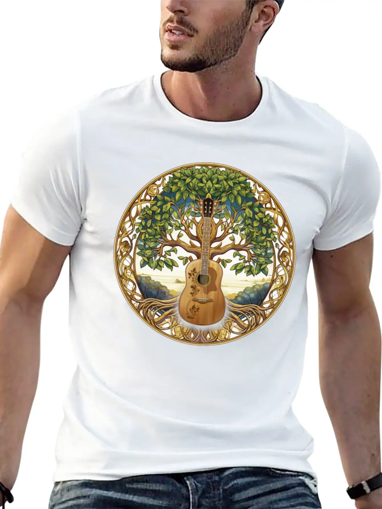 Yggdrasil Nature Musician Tree Of Life Relaxed Everyday Tee – Lightweight And Durable Cotton