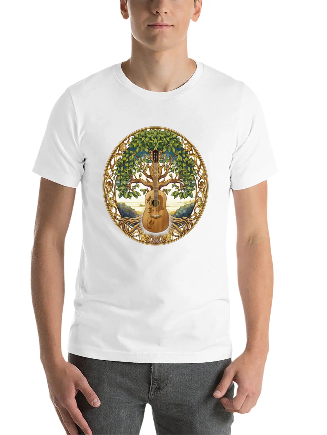 Yggdrasil Nature Musician Tree Of Life Relaxed Everyday Tee – Lightweight And Durable Cotton
