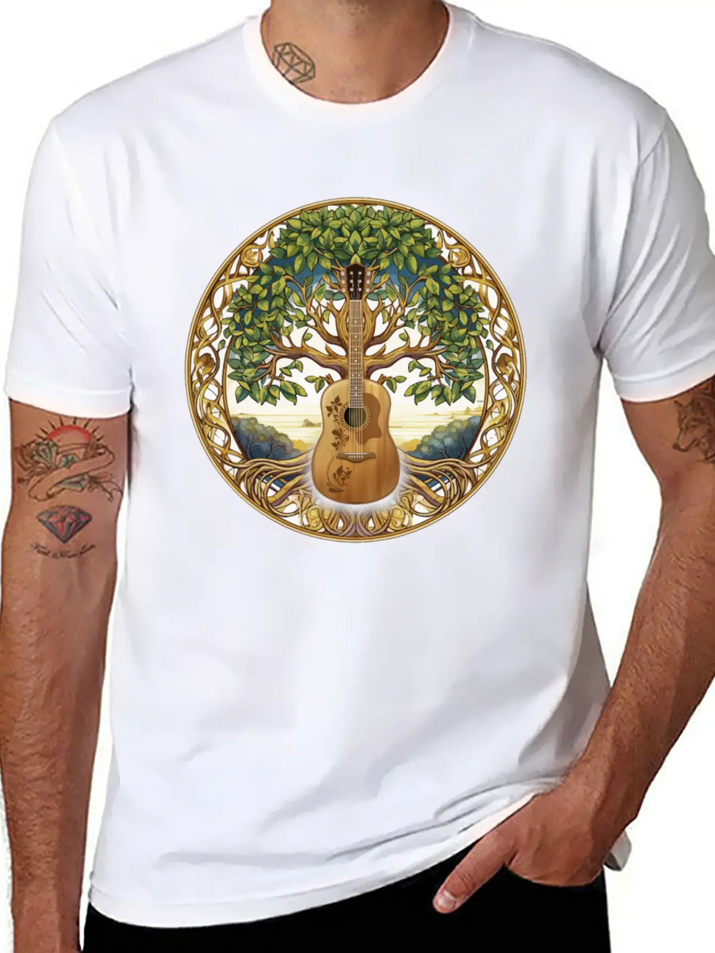 Yggdrasil Nature Musician Tree Of Life Relaxed Everyday Tee – Lightweight And Durable Cotton