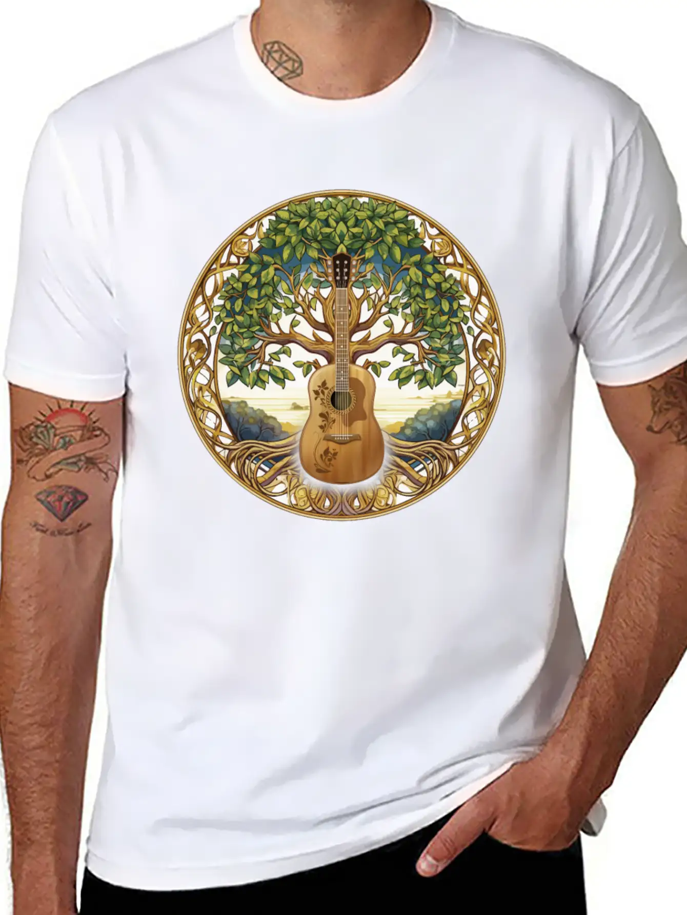 Yggdrasil Nature Musician Tree Of Life Relaxed Everyday Tee – Lightweight And Durable Cotton