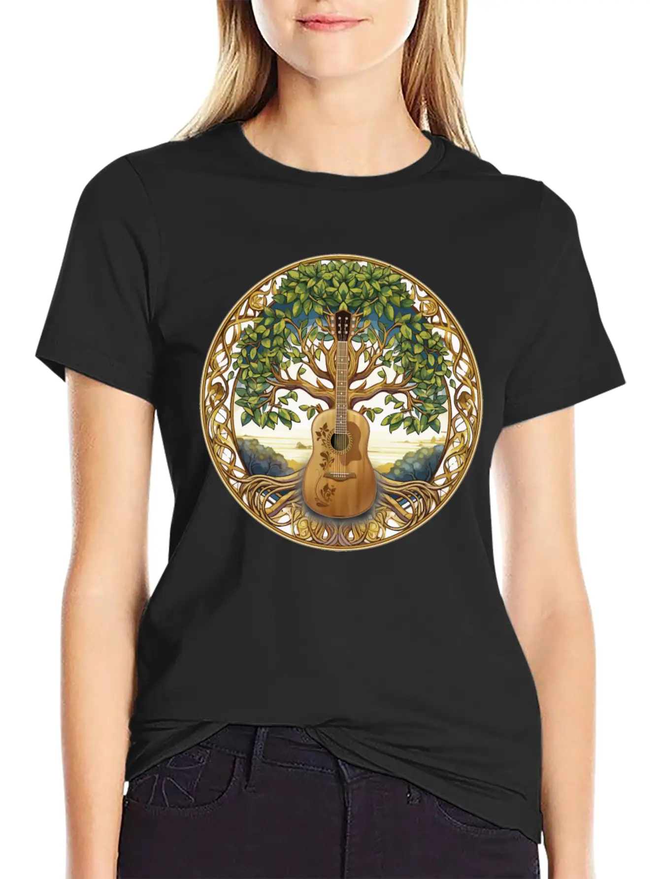 Yggdrasil Nature Musician Tree Of Life Relaxed Everyday Tee – Lightweight And Durable Cotton