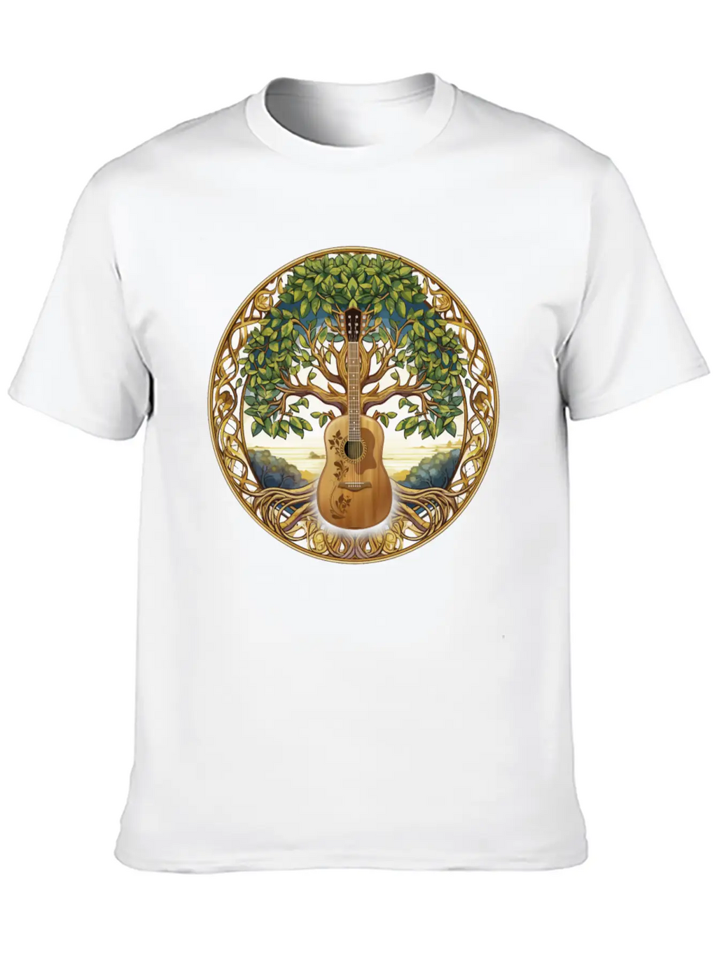 Yggdrasil Nature Musician Tree Of Life Relaxed Everyday Tee – Lightweight And Durable Cotton