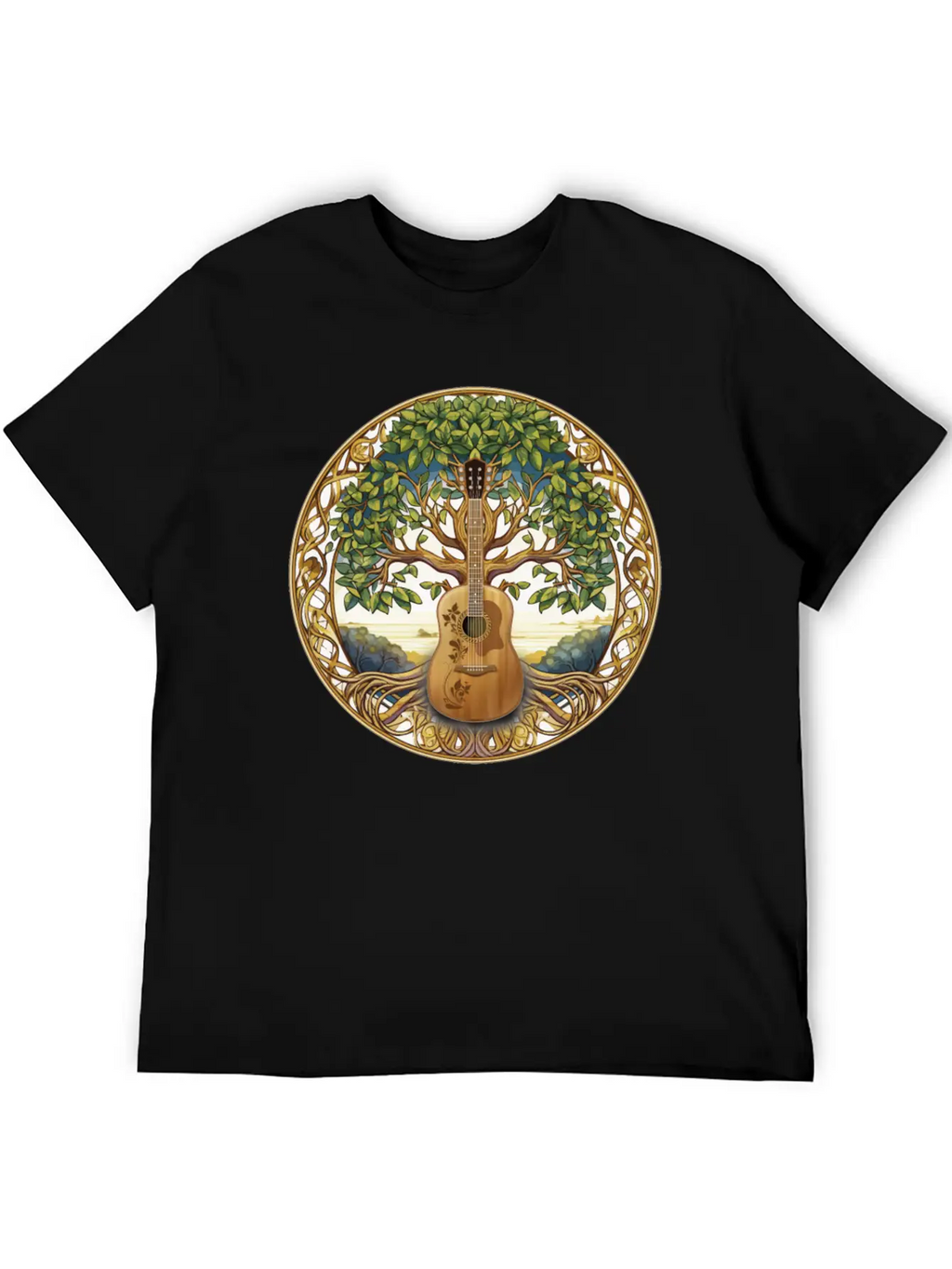 Yggdrasil Nature Musician Tree Of Life Relaxed Everyday Tee – Lightweight And Durable Cotton