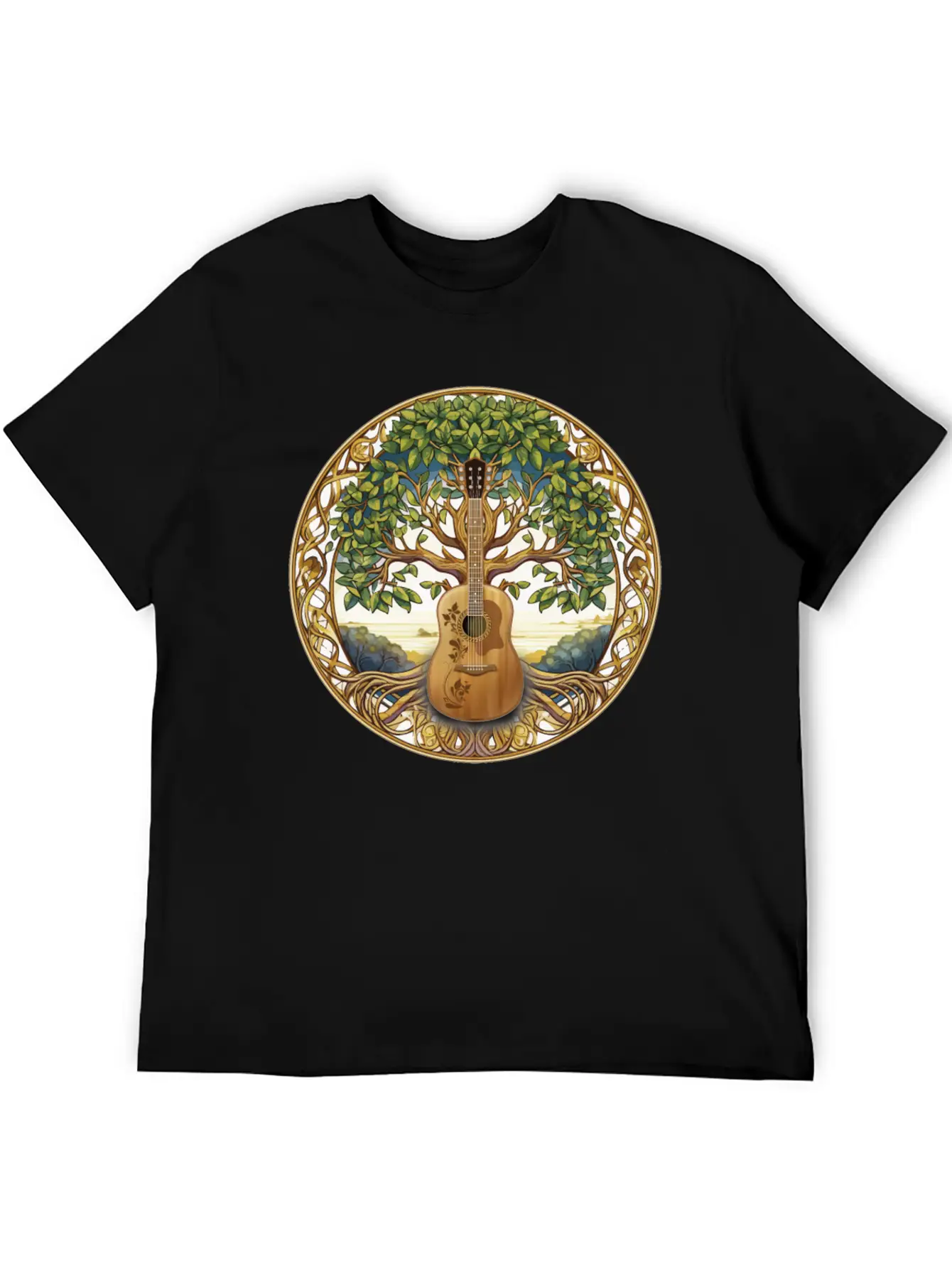 Yggdrasil Nature Musician Tree Of Life Relaxed Everyday Tee – Lightweight And Durable Cotton