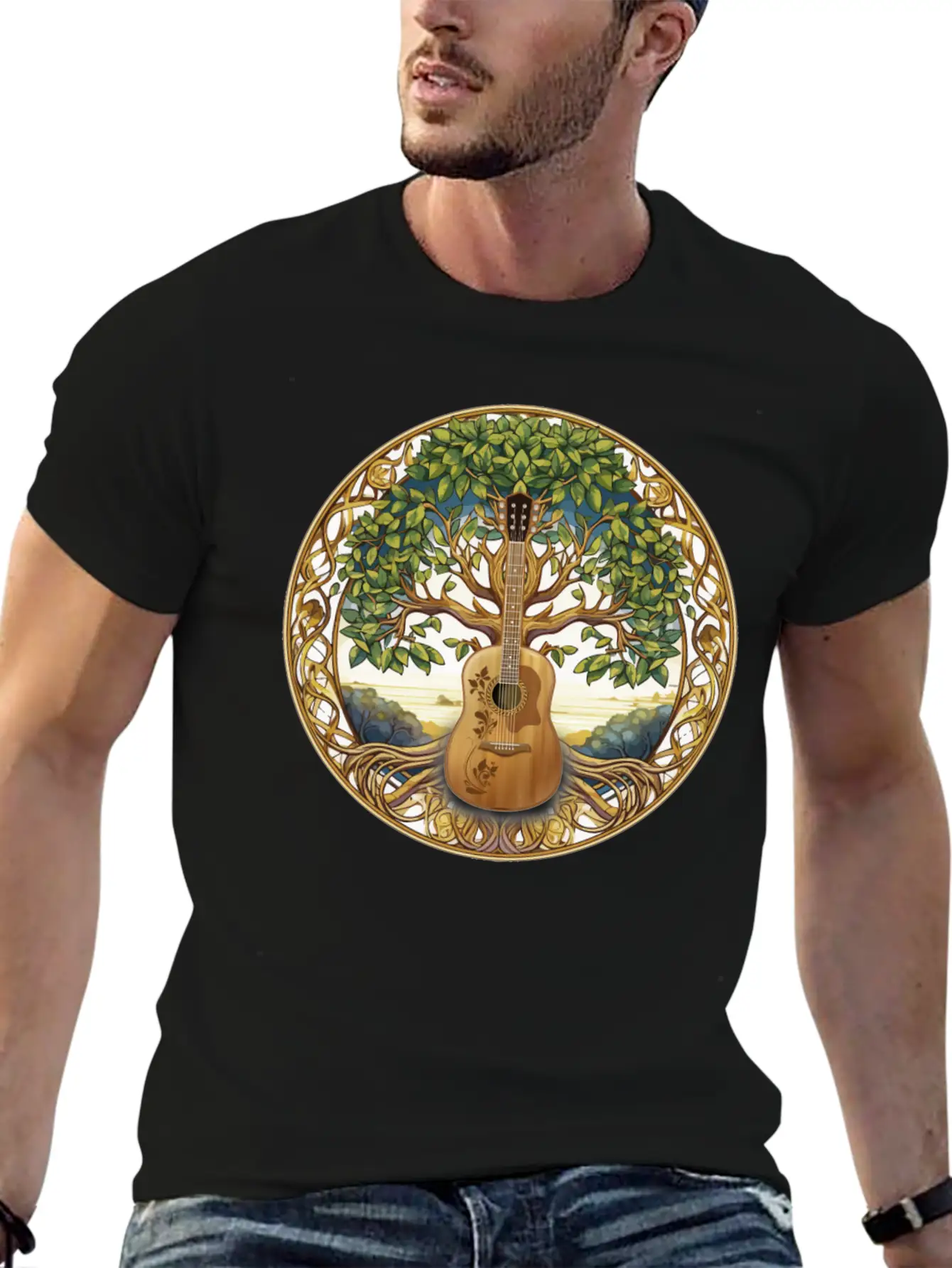 Yggdrasil Nature Musician Tree Of Life Relaxed Everyday Tee – Lightweight And Durable Cotton