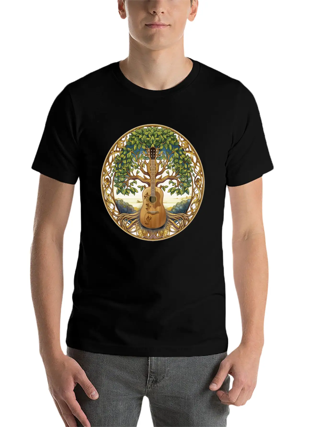 Yggdrasil Nature Musician Tree Of Life Relaxed Everyday Tee – Lightweight And Durable Cotton