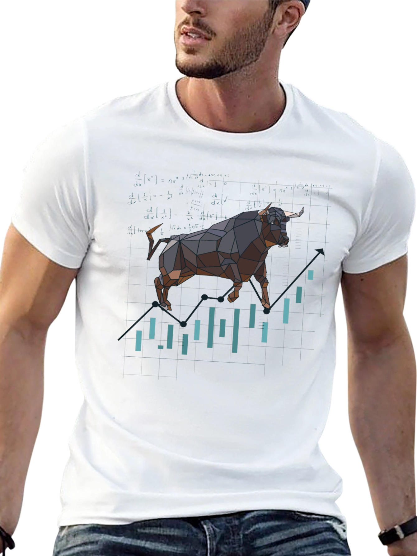 Bull Market T-Shirt - Geometric Stock Chart Design