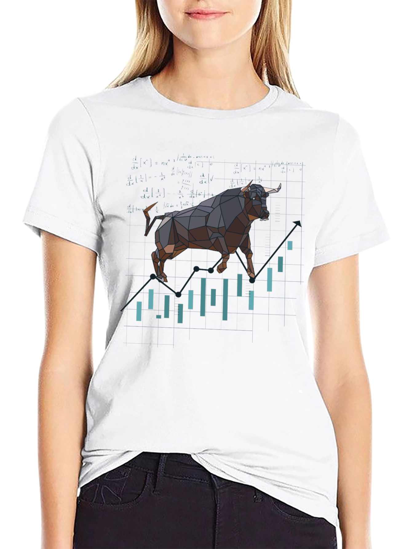 Bull Market T-Shirt - Geometric Stock Chart Design