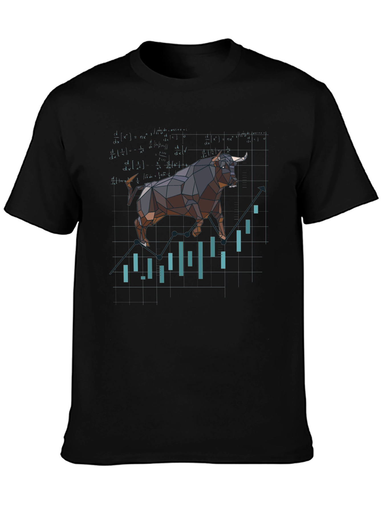 Bull Market T-Shirt - Geometric Stock Chart Design