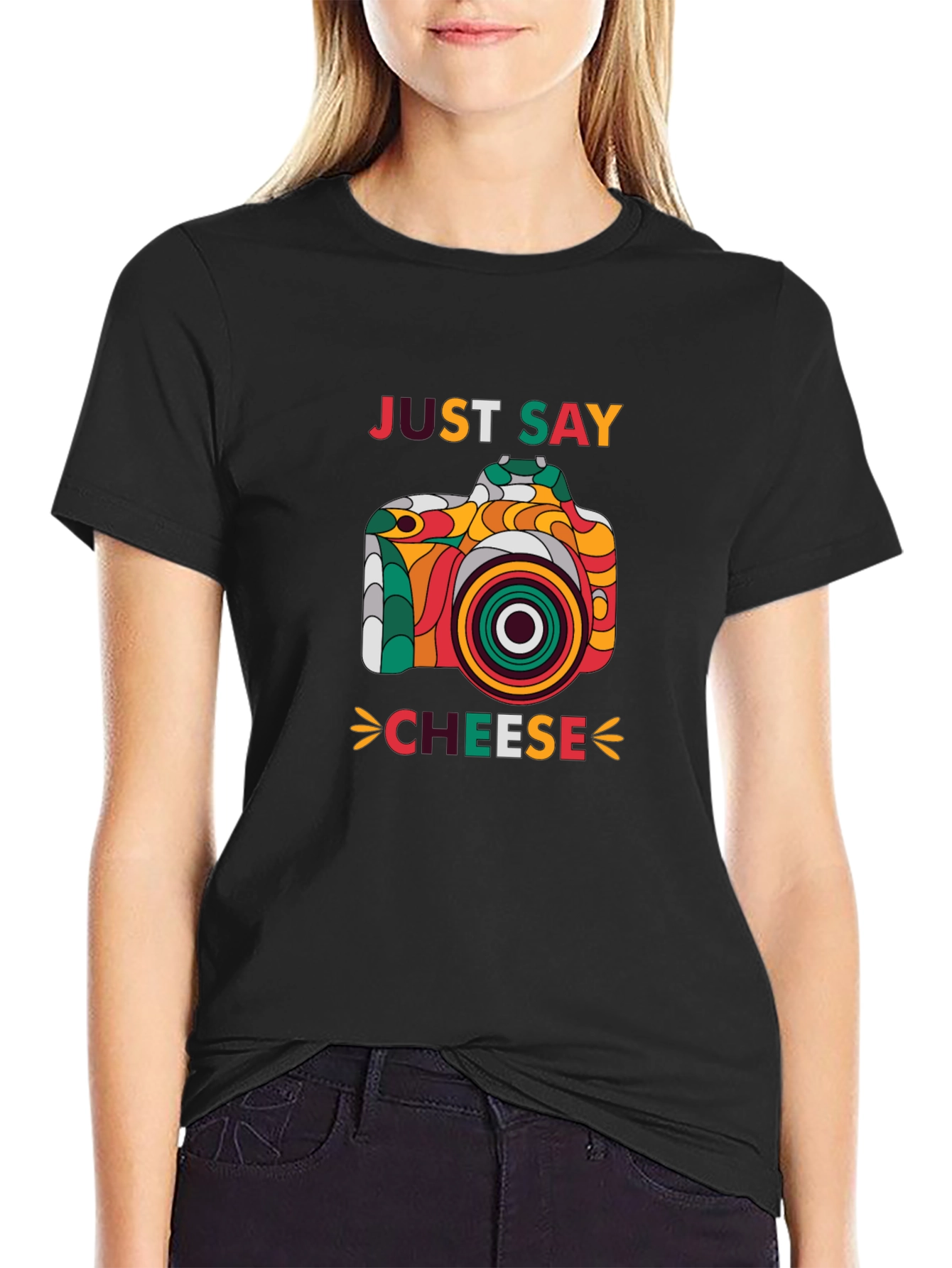 Just Say Cheese Camera Graphic T-Shirt