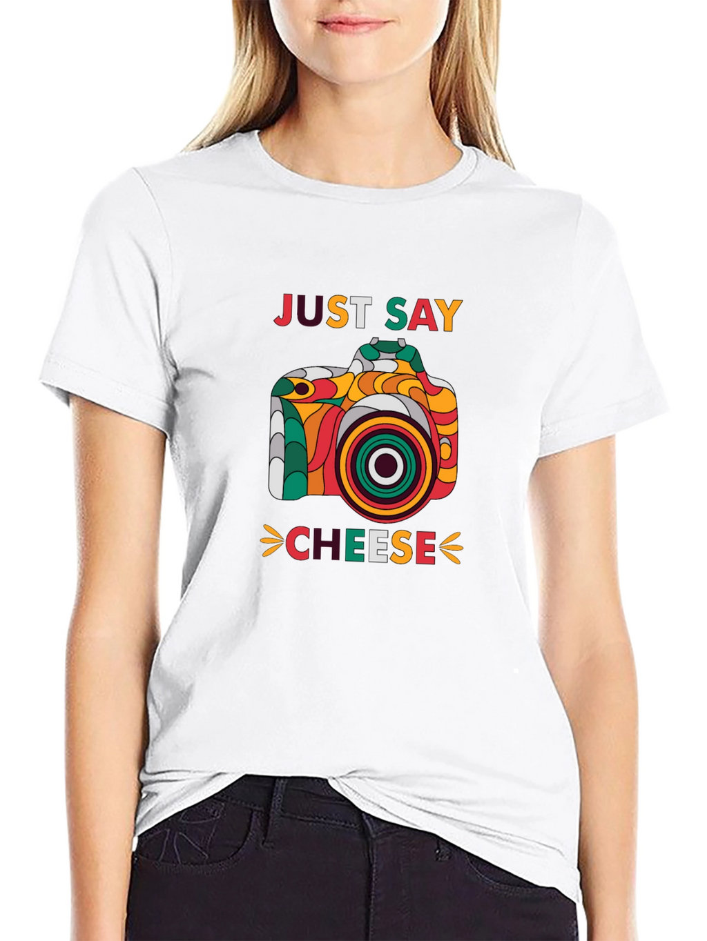 Just Say Cheese Camera Graphic T-Shirt