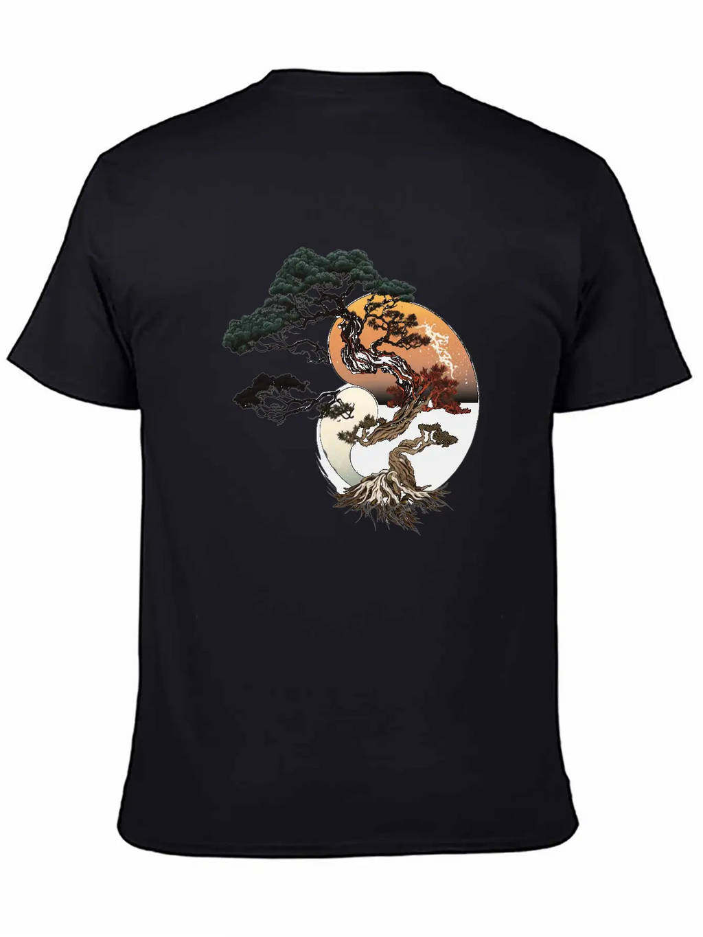 Yin And Yang Bonsai Tree Breathable Graphic T-Shirt – Perfect For Casual Days