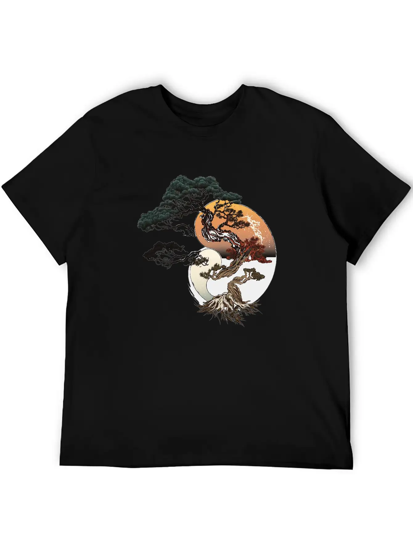 Yin And Yang Bonsai Tree Breathable Graphic T-Shirt – Perfect For Casual Days