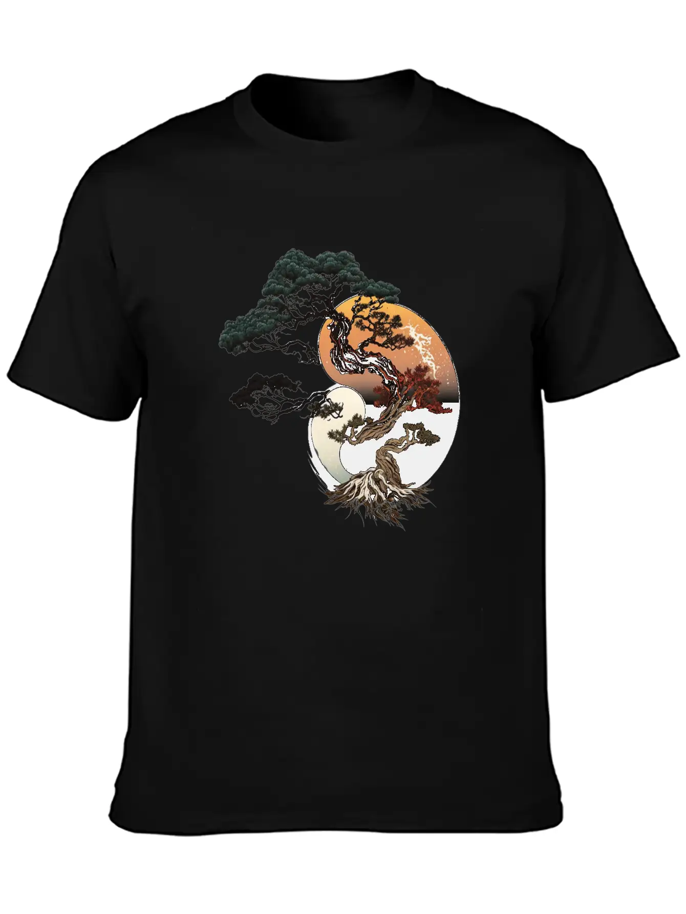 Yin And Yang Bonsai Tree Breathable Graphic T-Shirt – Perfect For Casual Days