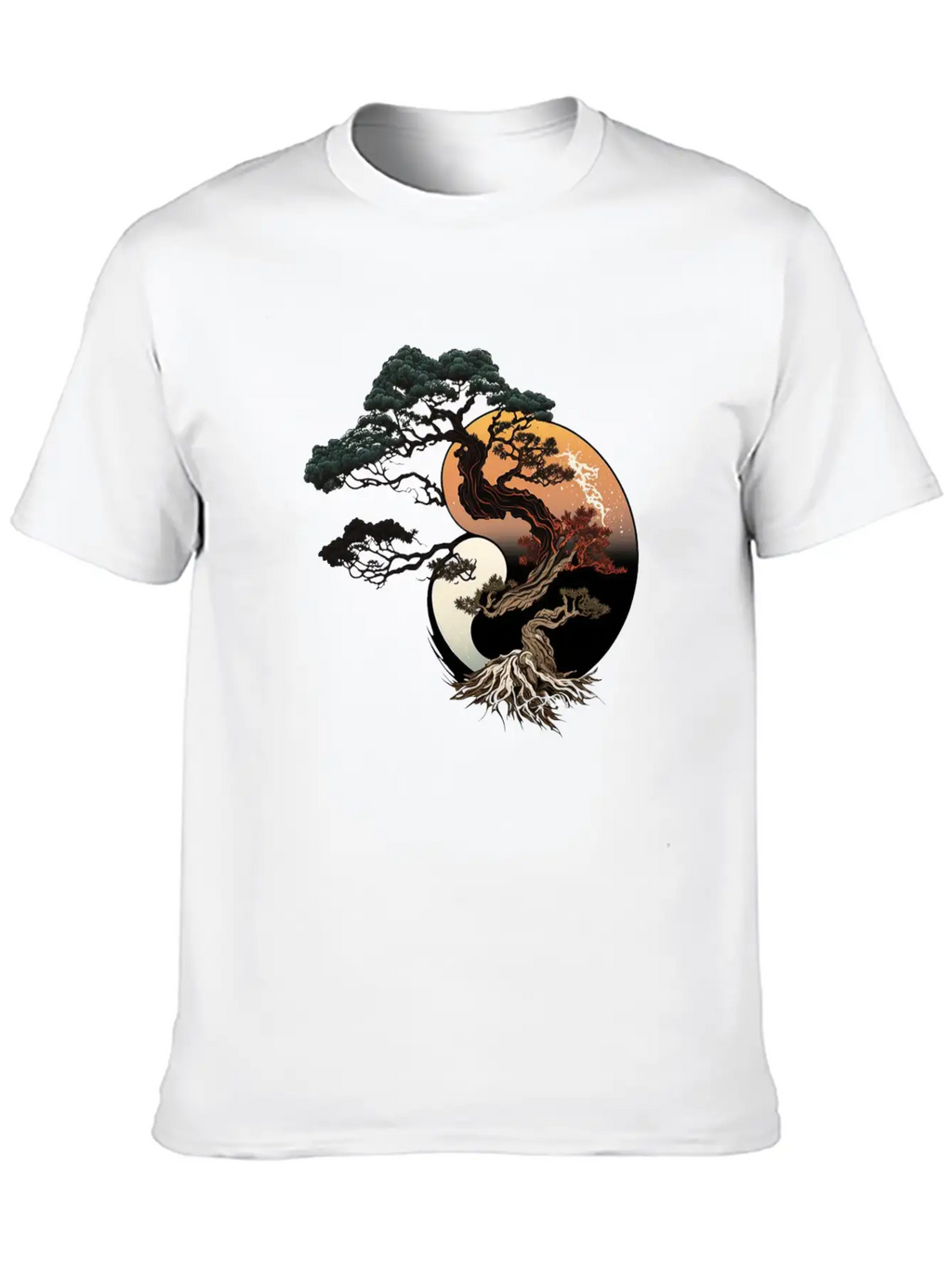 Yin And Yang Bonsai Tree Breathable Graphic T-Shirt – Perfect For Casual Days