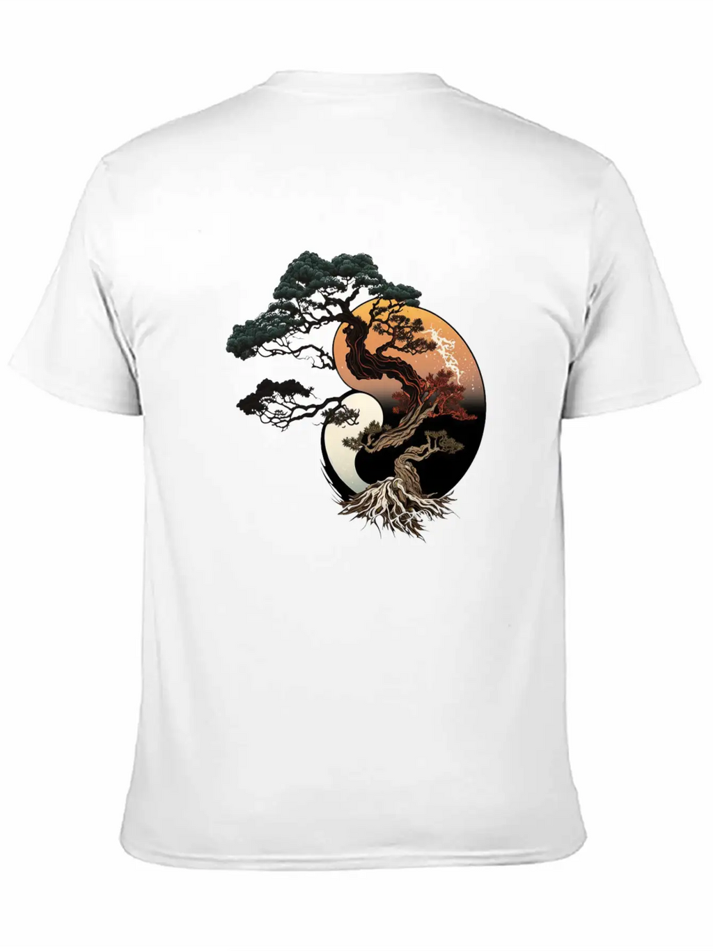 Yin And Yang Bonsai Tree Breathable Graphic T-Shirt – Perfect For Casual Days