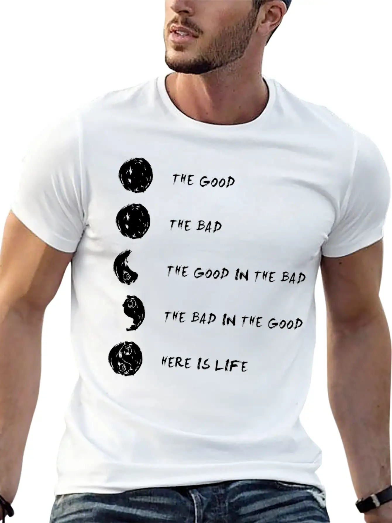 Ying Yang Life Balance Relaxed Everyday Tee – Lightweight And Durable Cotton