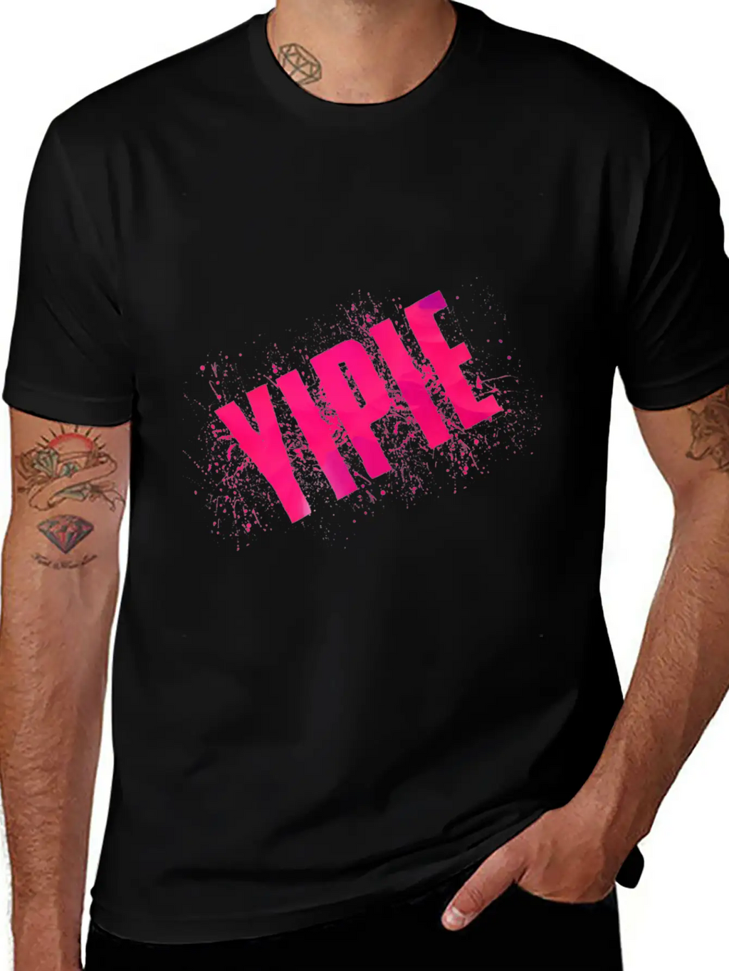 Yipie Pink Word Art Timeless Short Sleeve Tee – Comfy And Minimalist Design