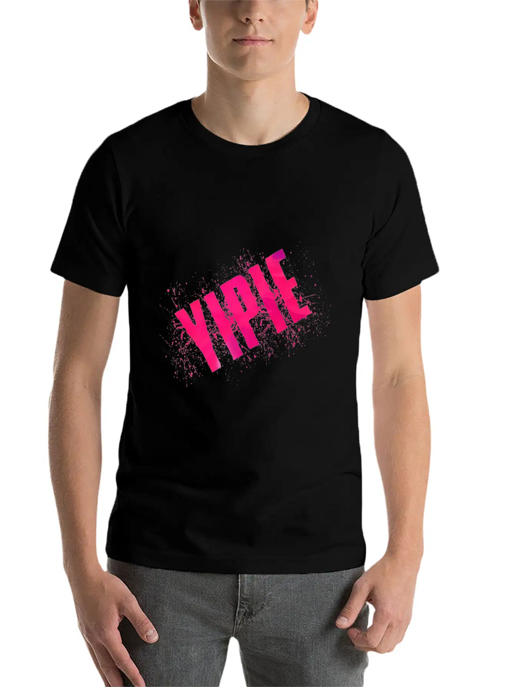 Yipie Pink Word Art Timeless Short Sleeve Tee – Comfy And Minimalist Design