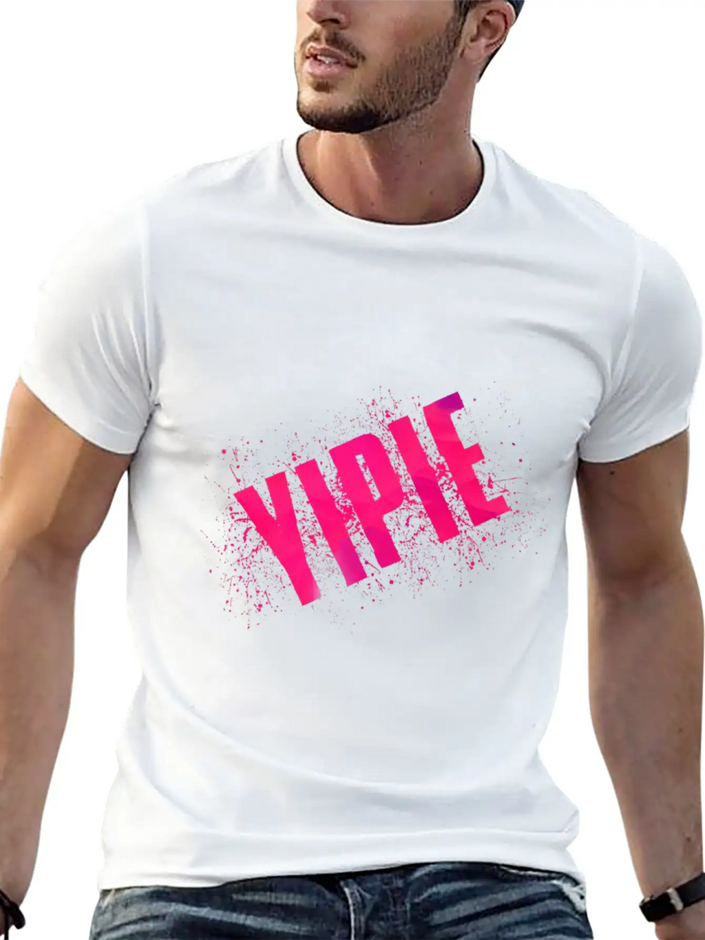 Yipie Pink Word Art Timeless Short Sleeve Tee – Comfy And Minimalist Design