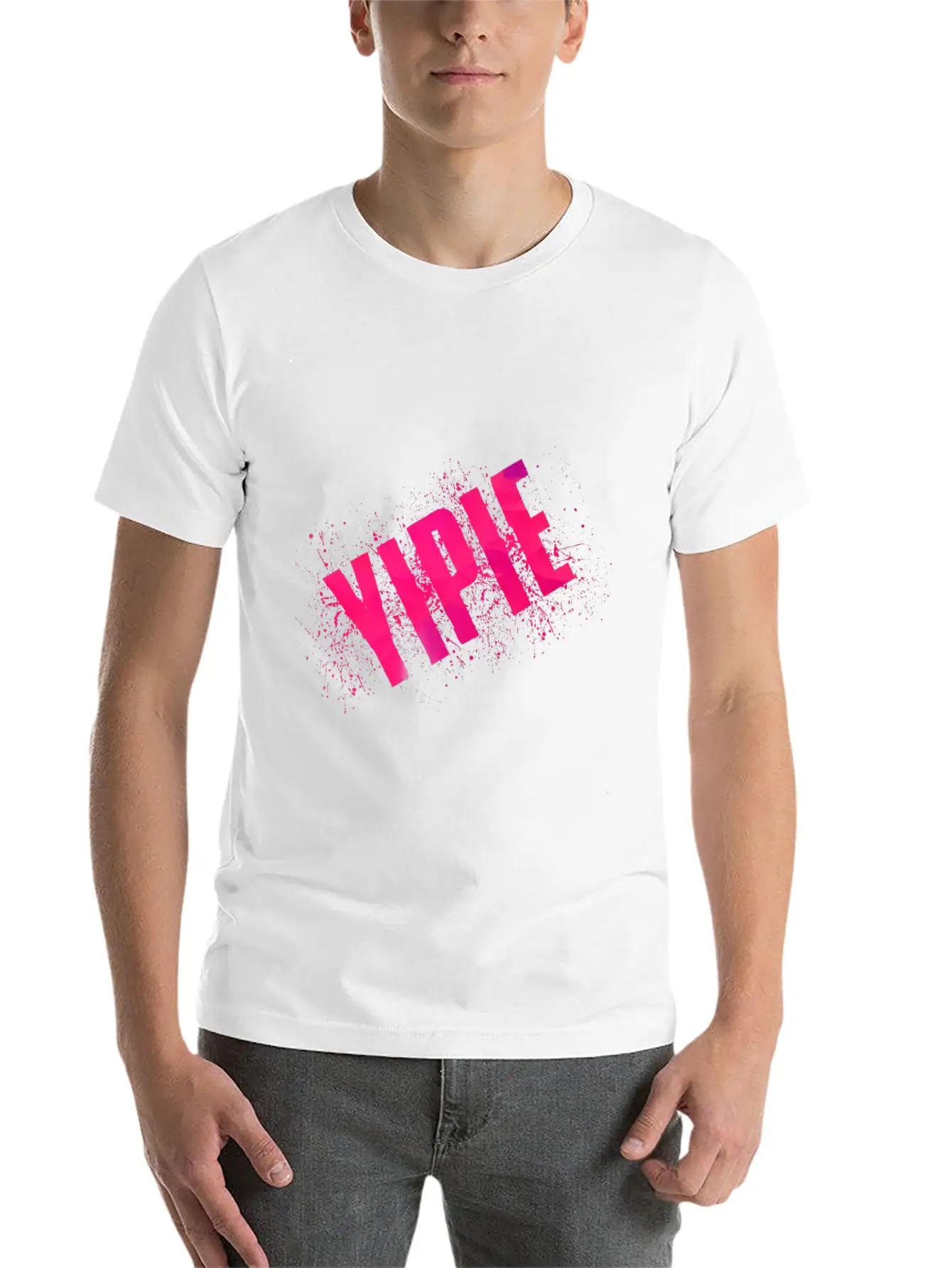 Yipie Pink Word Art Timeless Short Sleeve Tee – Comfy And Minimalist Design