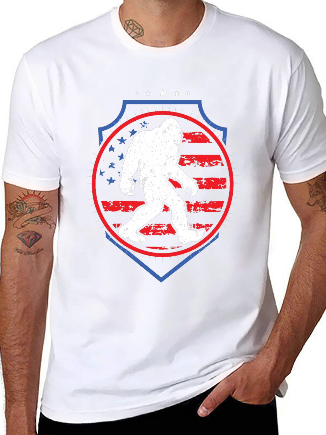 Bigfoot American Flag Graphic T-Shirt