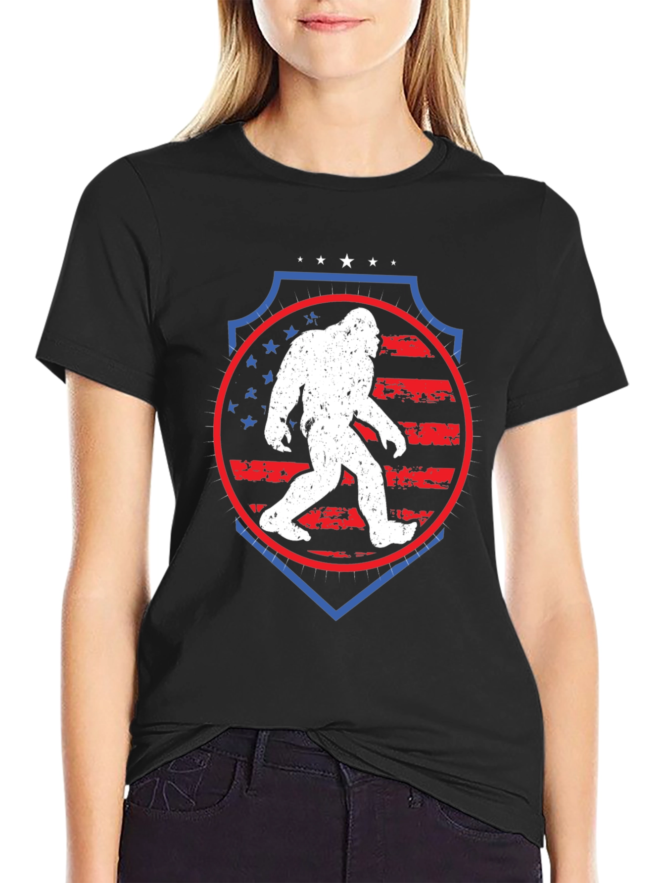 Bigfoot American Flag Graphic T-Shirt