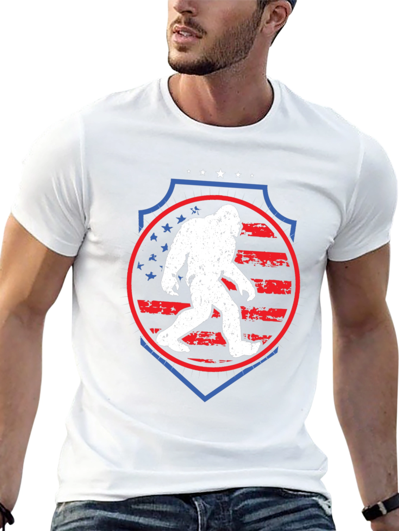 Bigfoot American Flag Graphic T-Shirt