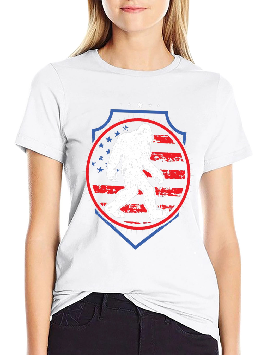 Bigfoot American Flag Graphic T-Shirt