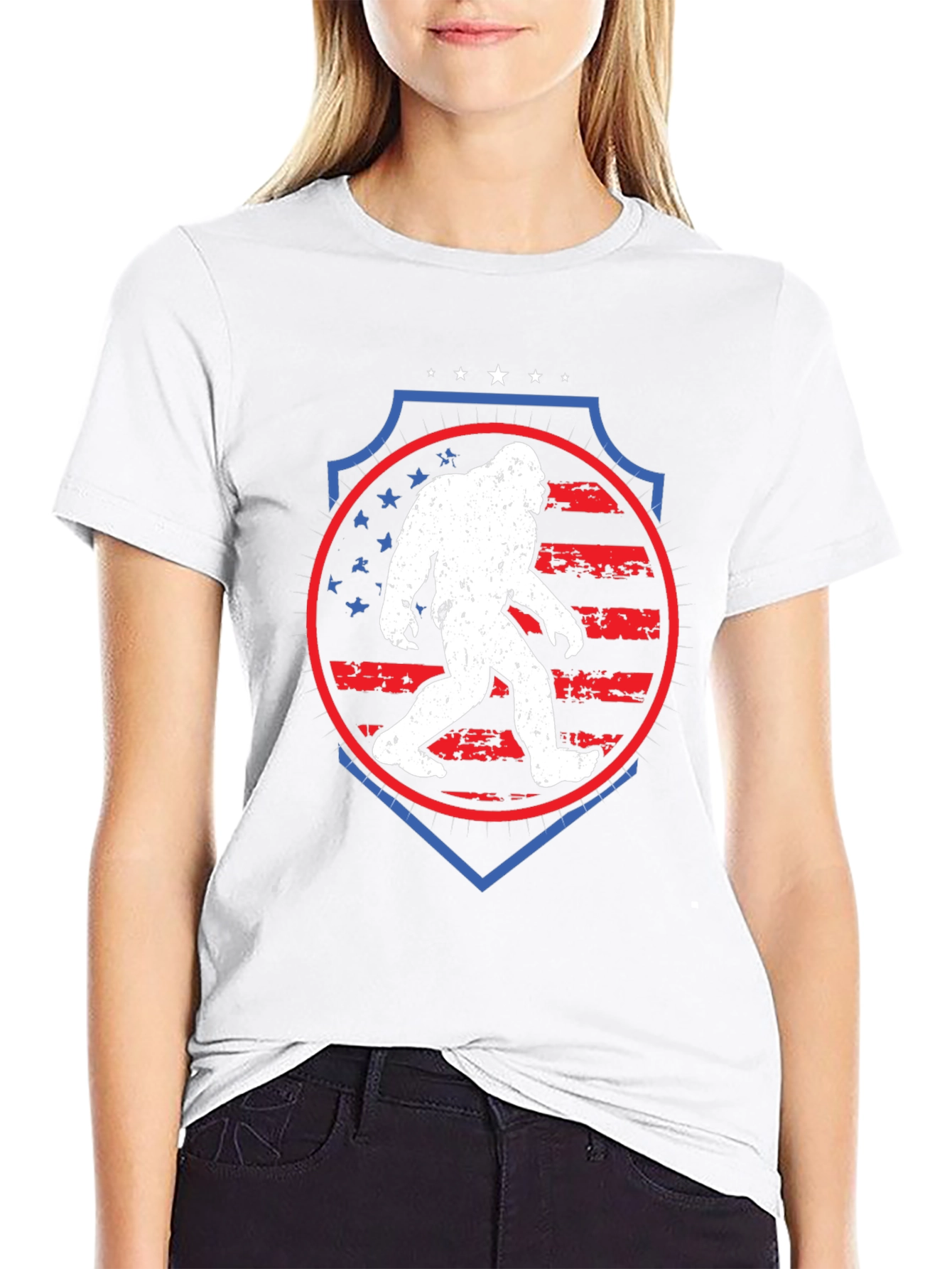 Bigfoot American Flag Graphic T-Shirt