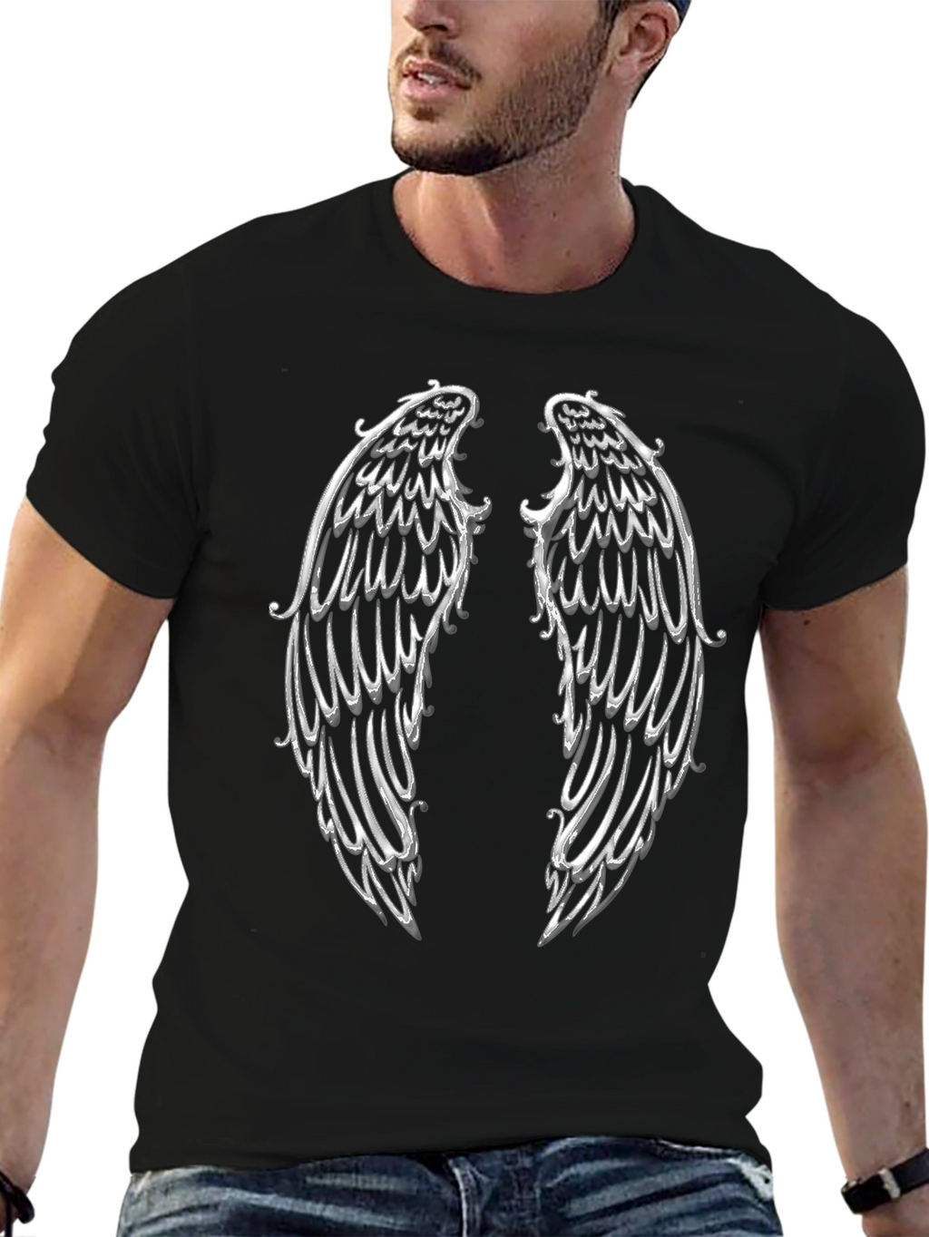 Angel Wings Graphic T-Shirt - Black