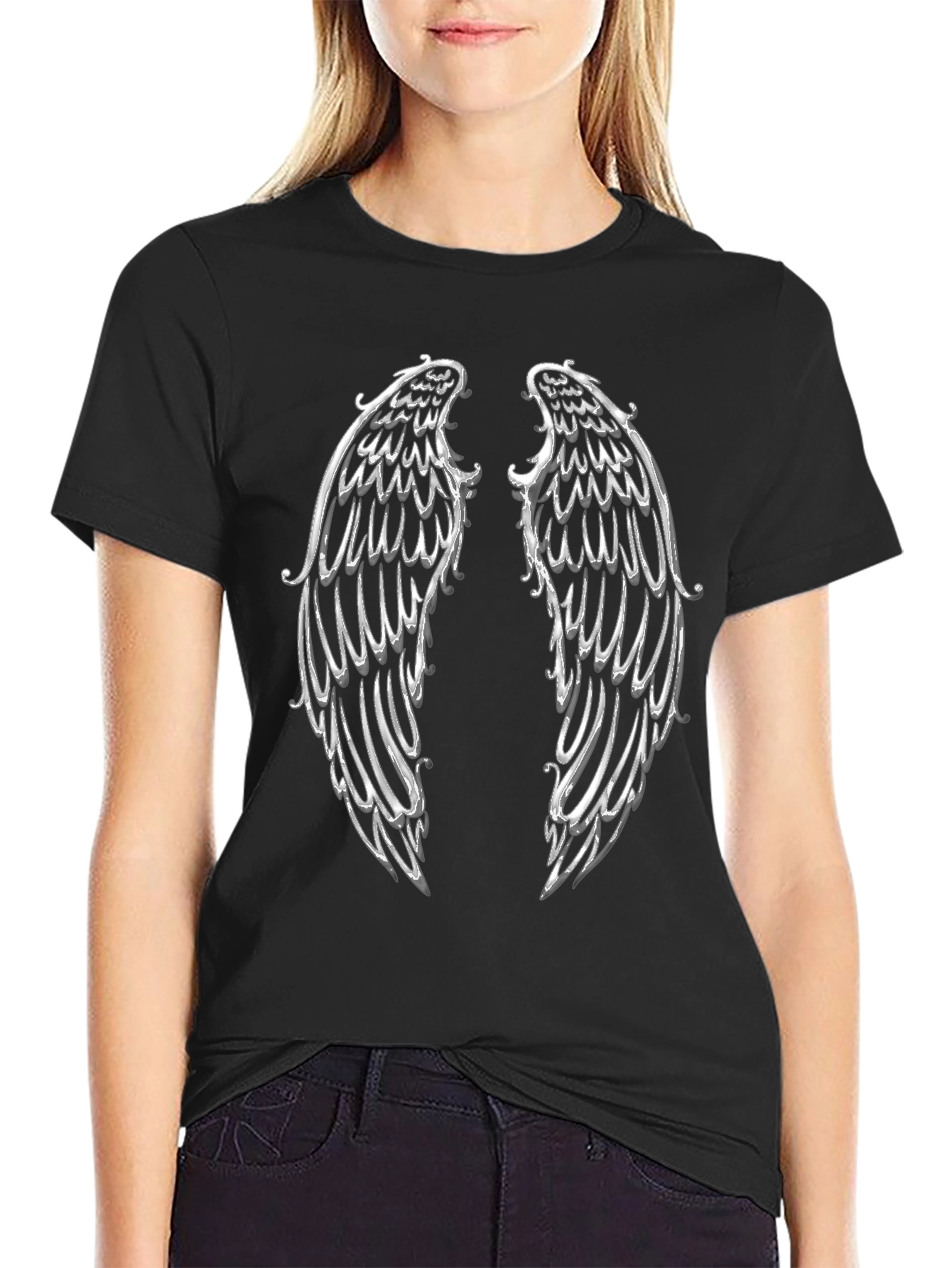 Angel Wings Graphic T-Shirt - Black