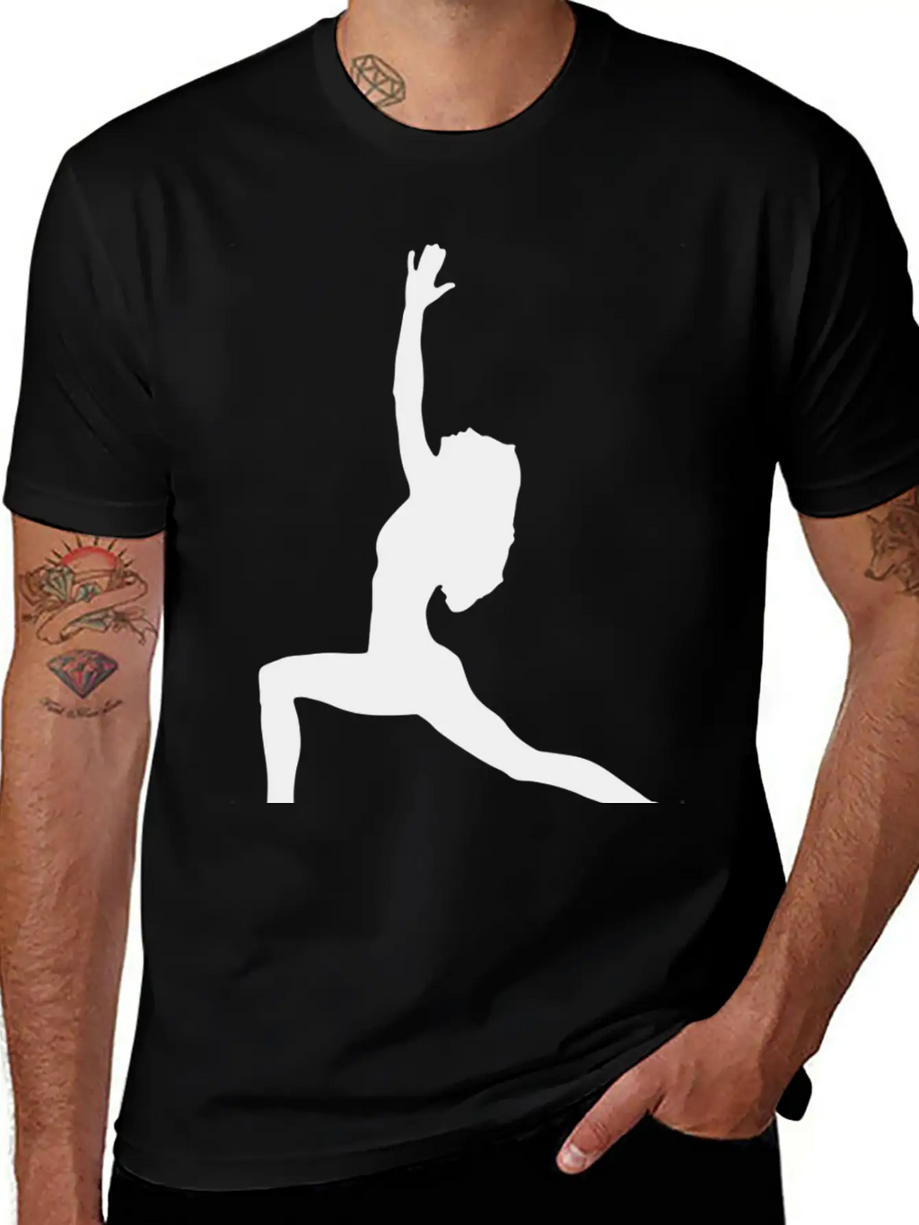 Yoga Exercise In Black Breathable Graphic T-Shirt – Perfect For Casual Days
