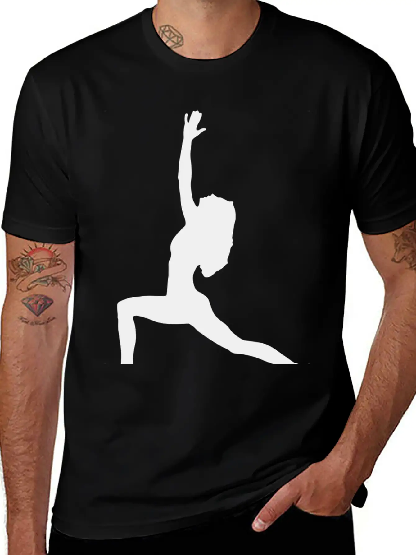 Yoga Exercise In Black Breathable Graphic T-Shirt – Perfect For Casual Days