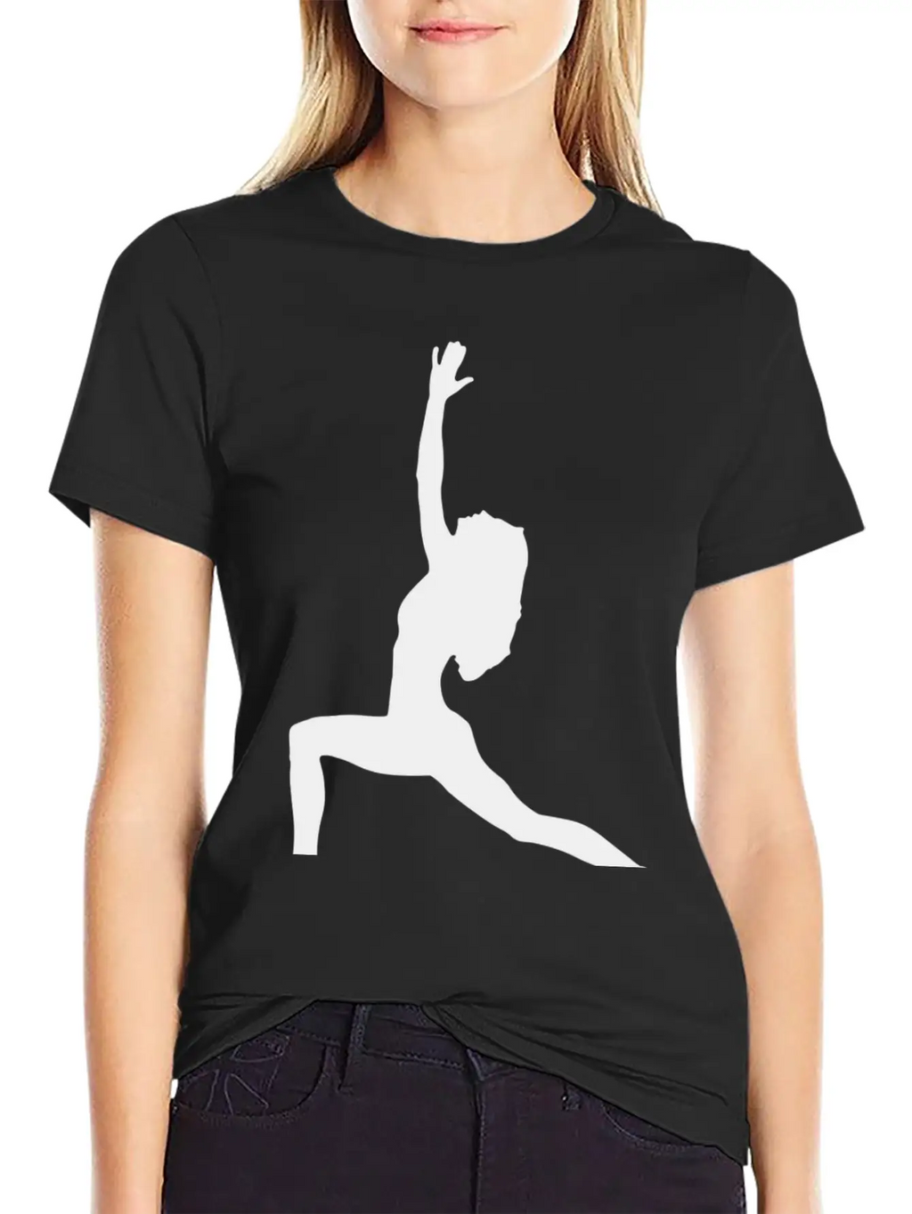 Yoga Exercise In Black Breathable Graphic T-Shirt – Perfect For Casual Days