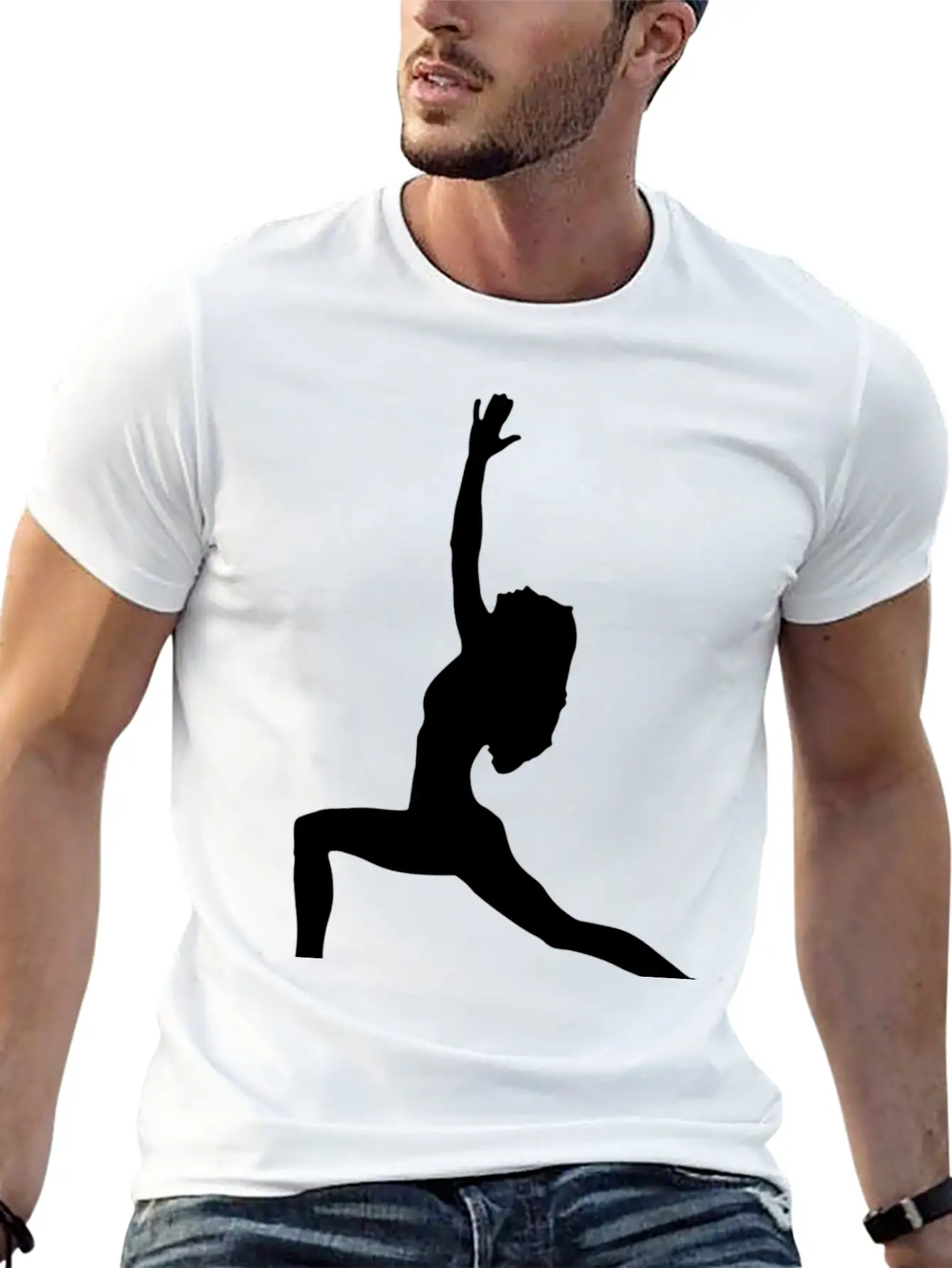 Yoga Exercise In Black Breathable Graphic T-Shirt – Perfect For Casual Days