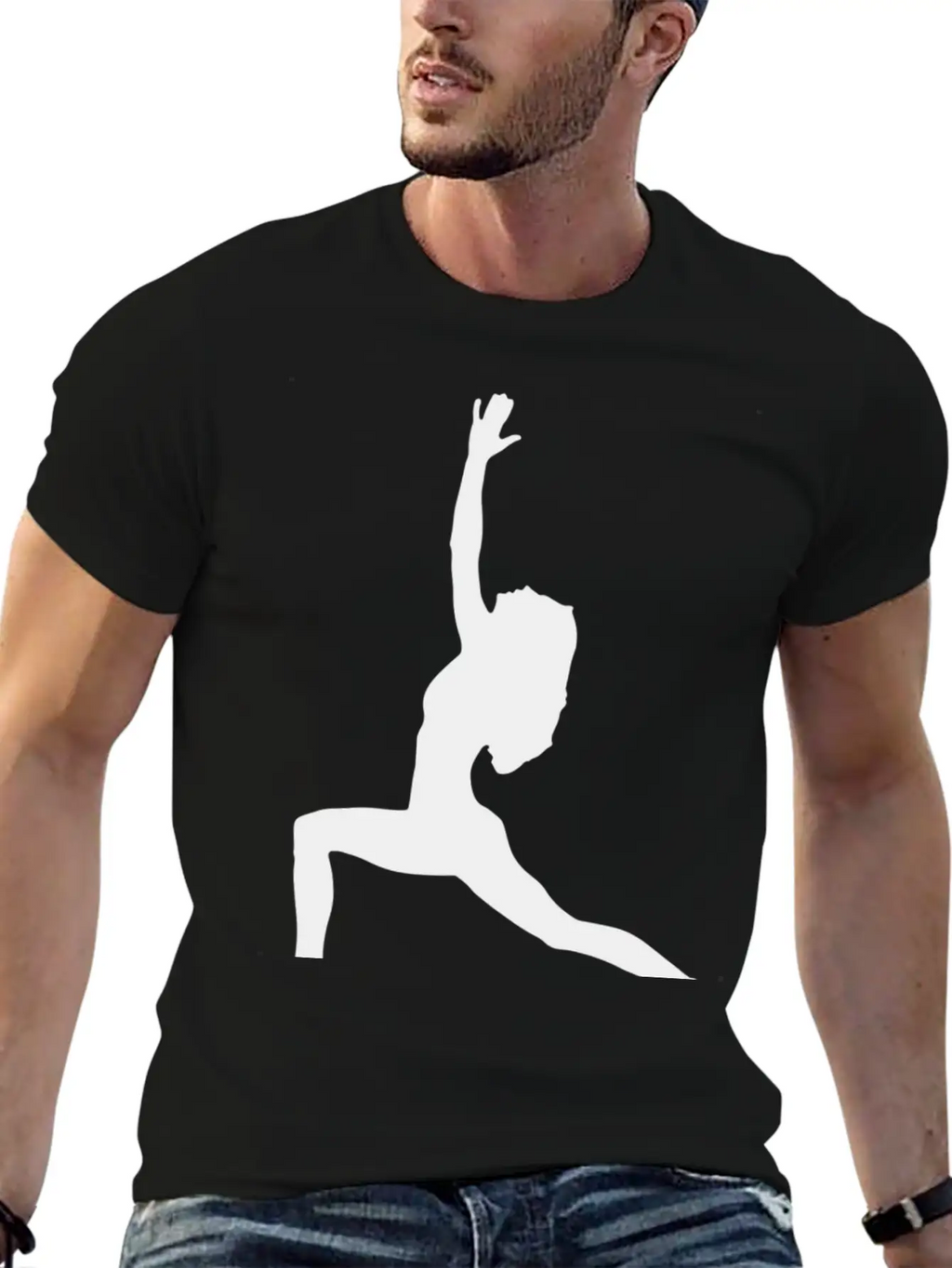 Yoga Exercise In Black Breathable Graphic T-Shirt – Perfect For Casual Days