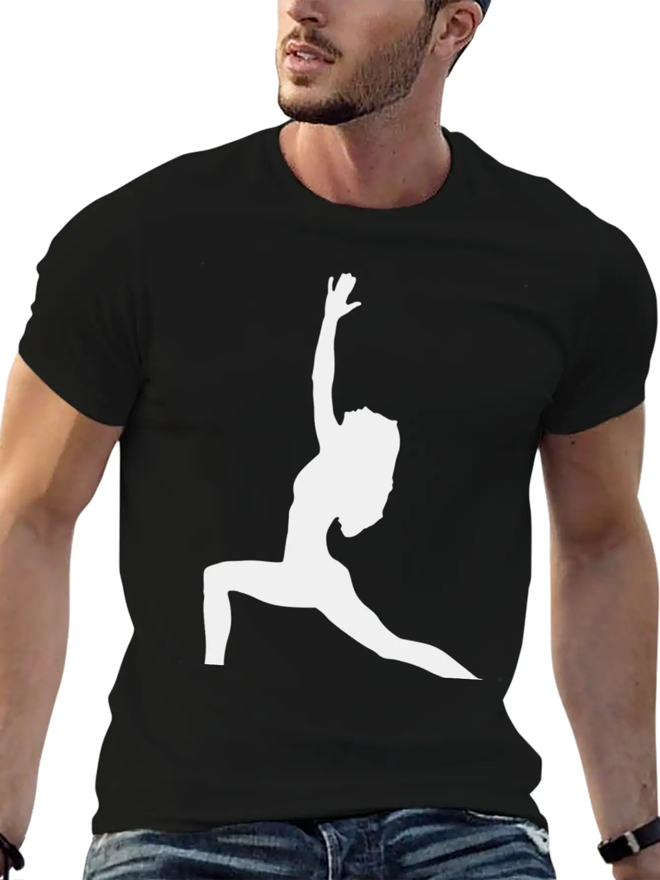 Yoga Exercise In Black Breathable Graphic T-Shirt – Perfect For Casual Days