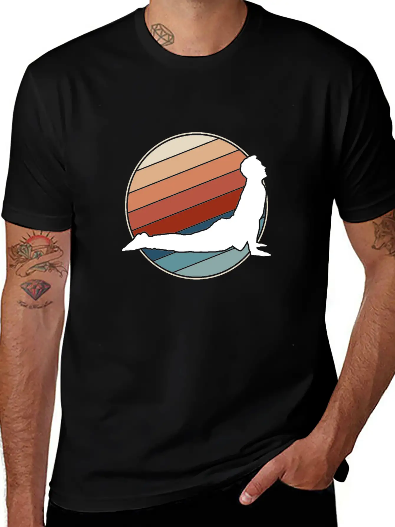 Yoga Pose In Retro Style Classic Cotton Tee – Unisex Comfort For Any Season