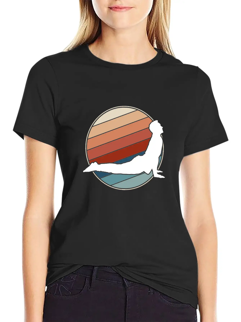 Yoga Pose In Retro Style Classic Cotton Tee – Unisex Comfort For Any Season