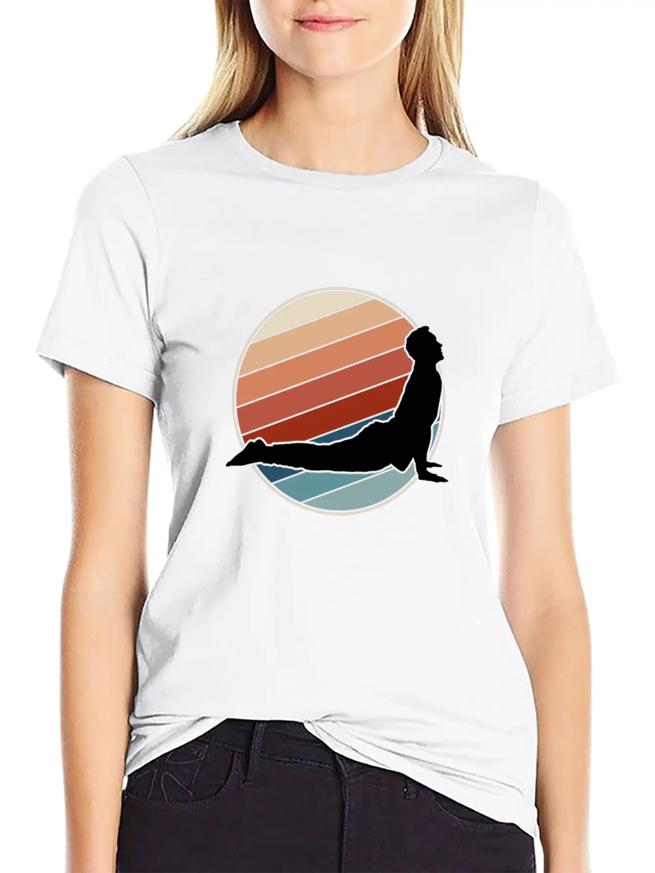 Yoga Pose In Retro Style Classic Cotton Tee – Unisex Comfort For Any Season