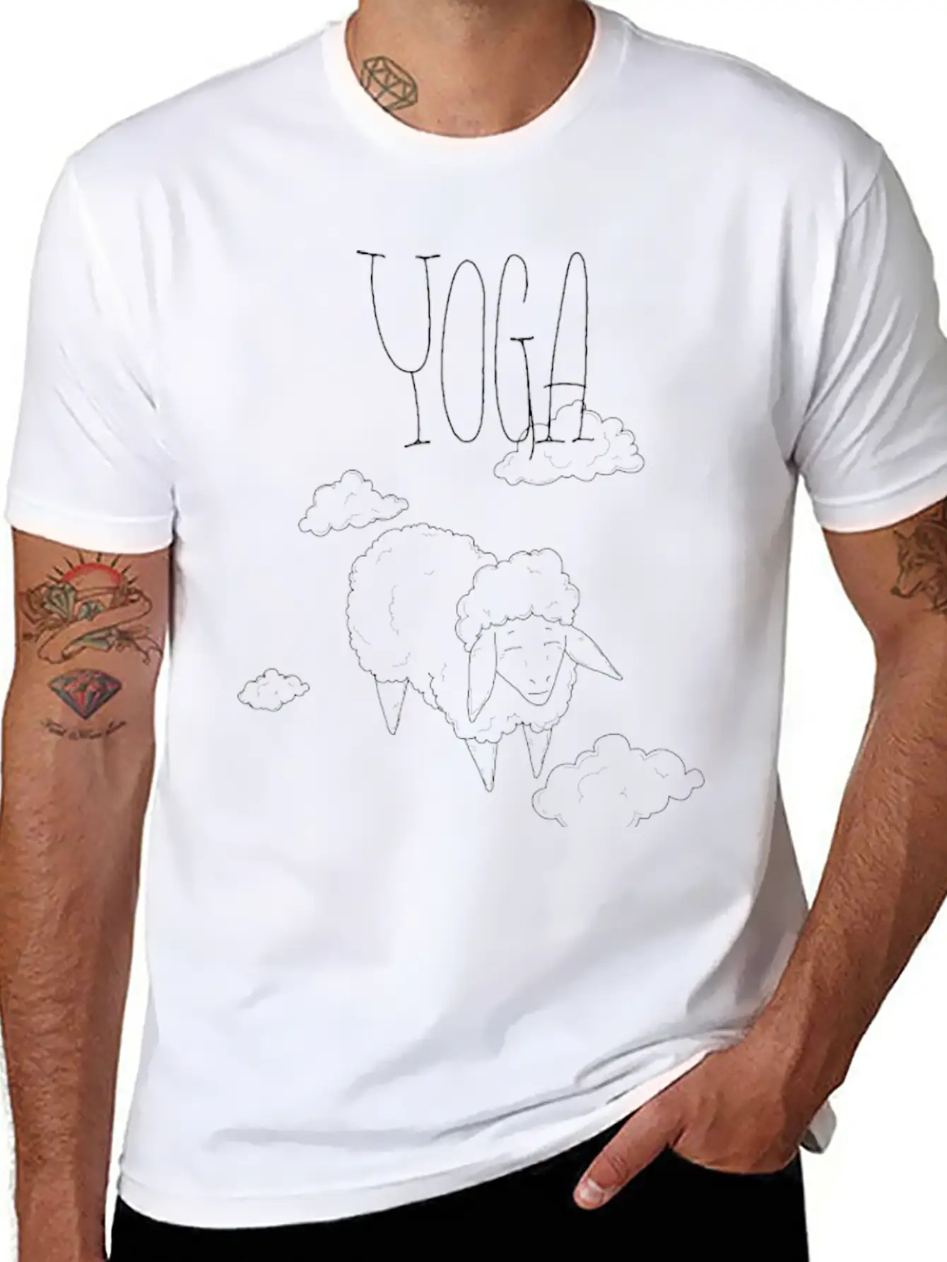 Yoga Sheep Black Relaxed Everyday Tee – Lightweight And Durable Cotton
