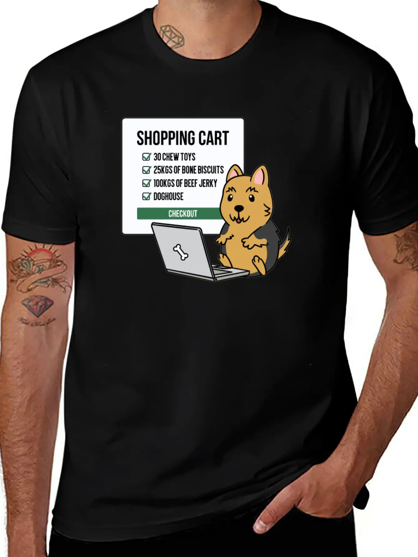 Yorkshire Terrier Shopping Cart Timeless Short Sleeve Tee – Comfy And Minimalist Design